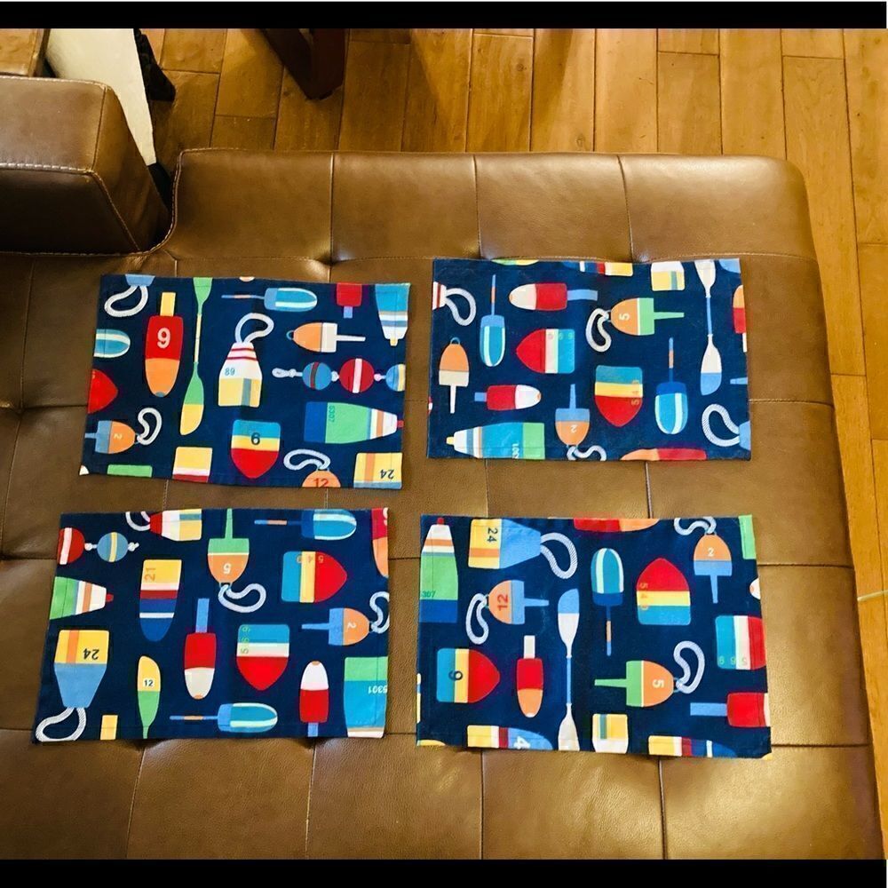 Seaside Fishing Floats Placemats Set of 4 Colorful Ocean Bobbers Table D…